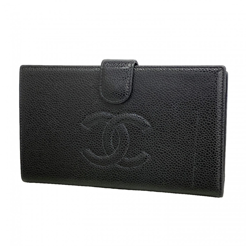 CHANEL Black Caviar Leather Wallet